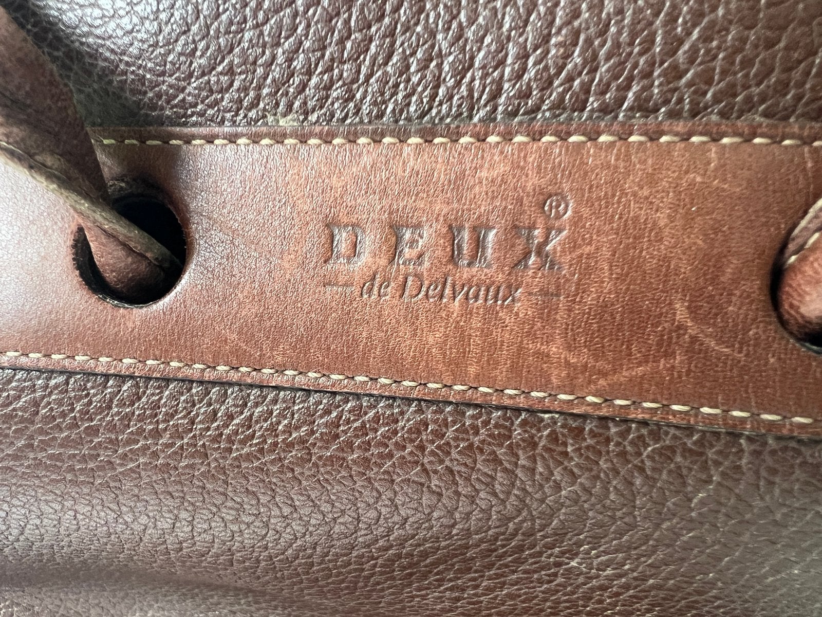 DEUX DE DELVAUX HANDTAS OF SCHOUDERTAS BRUIN LEER - VINTAGE, Handtassen en Accessoires, Tassen | Damestassen, Ophalen of Verzenden