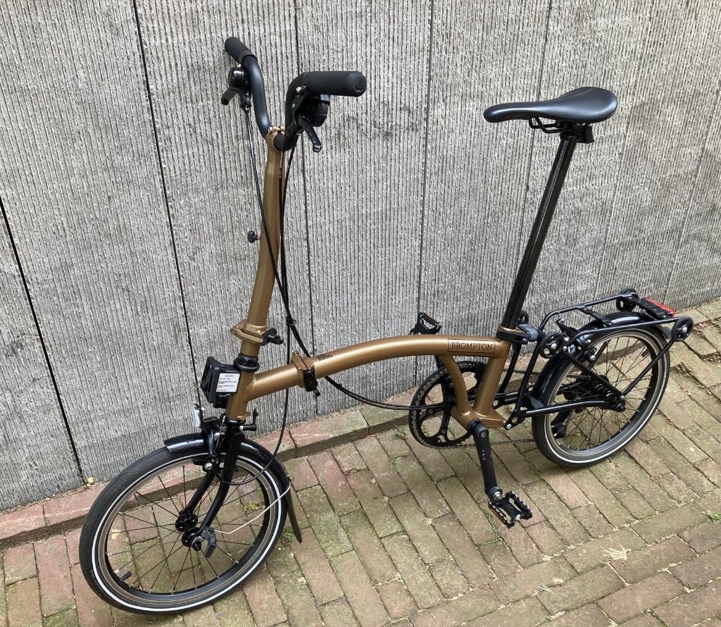 Nieuwe BROMPTON P-Line (2025) HOOG, Titanium, "BRONZE SKY", Ophalen, Brompton, Velgrem, 16 tot 18 inch