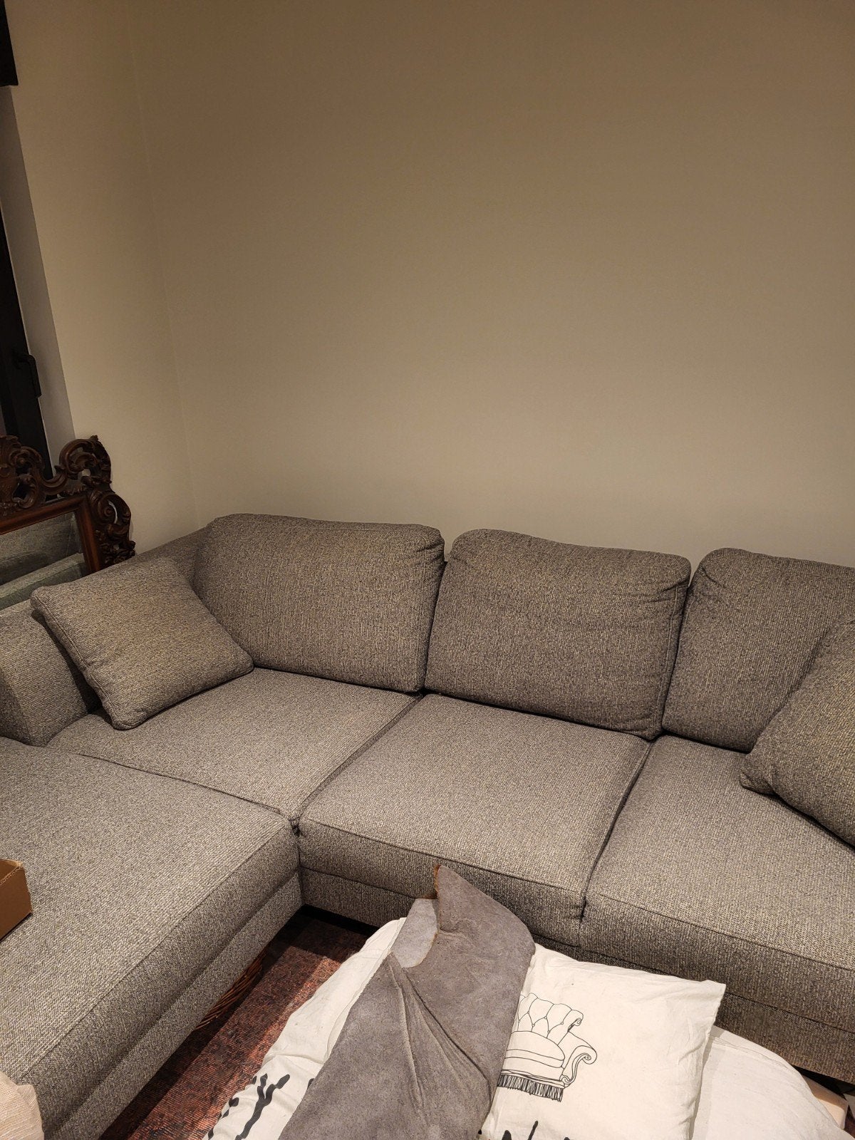 Fauteuil d'angle gris clair en bon état, Enlèvement