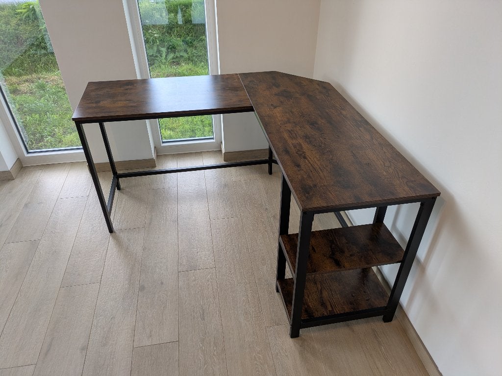 L-vormig hoekbureau industriële stijl 138x138 cm, Huis en Inrichting, Ophalen, Gebruikt, Spaanplaat of MDF, 138 cm