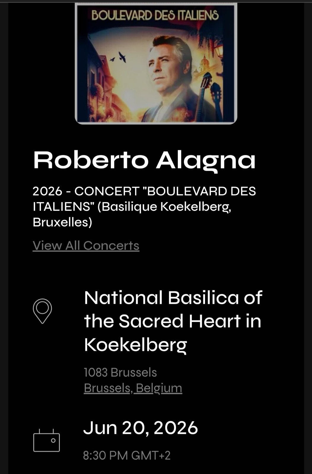 2 Billets Concert de Roberto Alagna - Categorie 1, Tickets & Billets