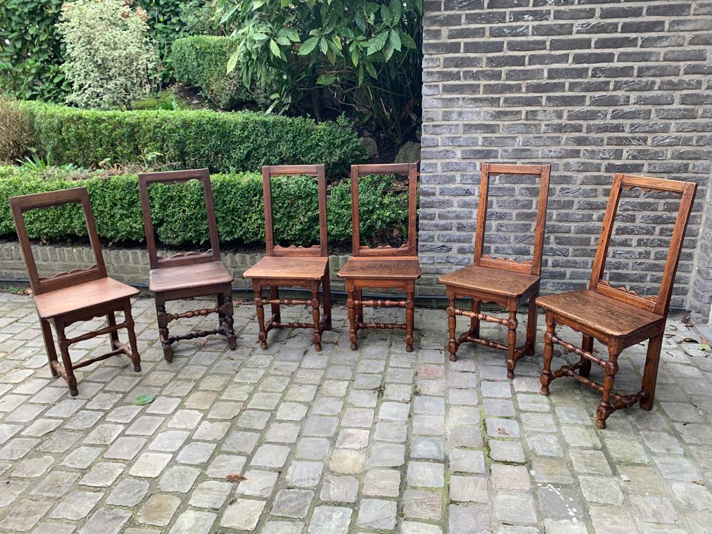 6 chaises lorraines anciennes en chêne massif, Enlèvement