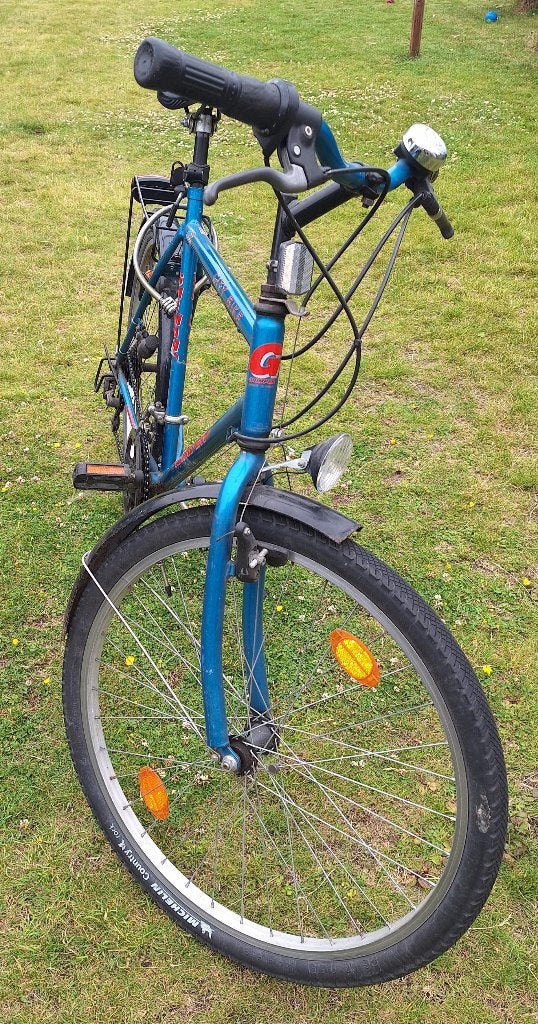 Stadsfiets Grimper blauw., Ophalen, Gebruikt, Velgrem, Versnellingen