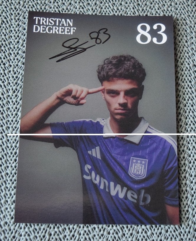 RSC Anderlecht / Gehandtekende foto Tristan Degreef, Verzamelen, Verzenden, Nieuw, Spelerskaart