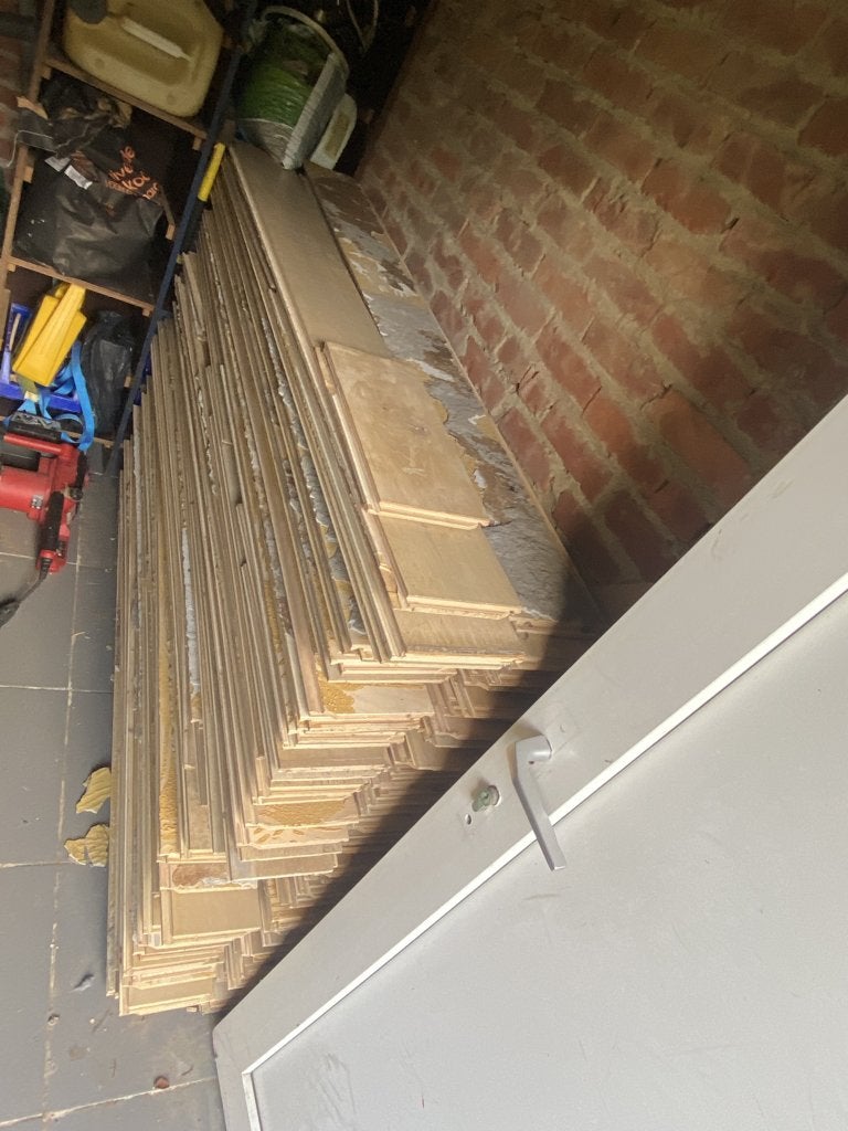 20 m2 eiken parket, 50 euro voor gans lot, 50 à 150 cm, Enlèvement ou Envoi, Parquet, Utilisé