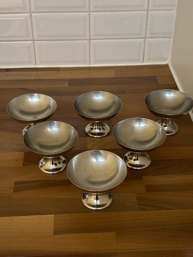 Lot de 6 coupes à glace Alfra Alessi - acier inoxydable, Enlèvement ou Envoi