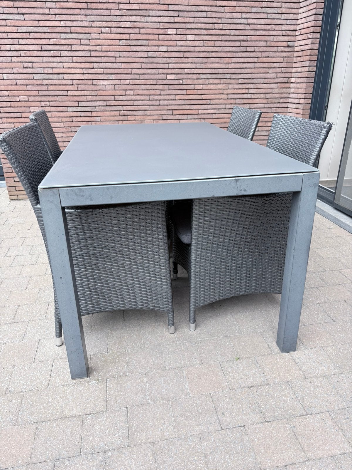 Grijze tuinmeubelset, Ophalen, Zo goed als nieuw, Rotan