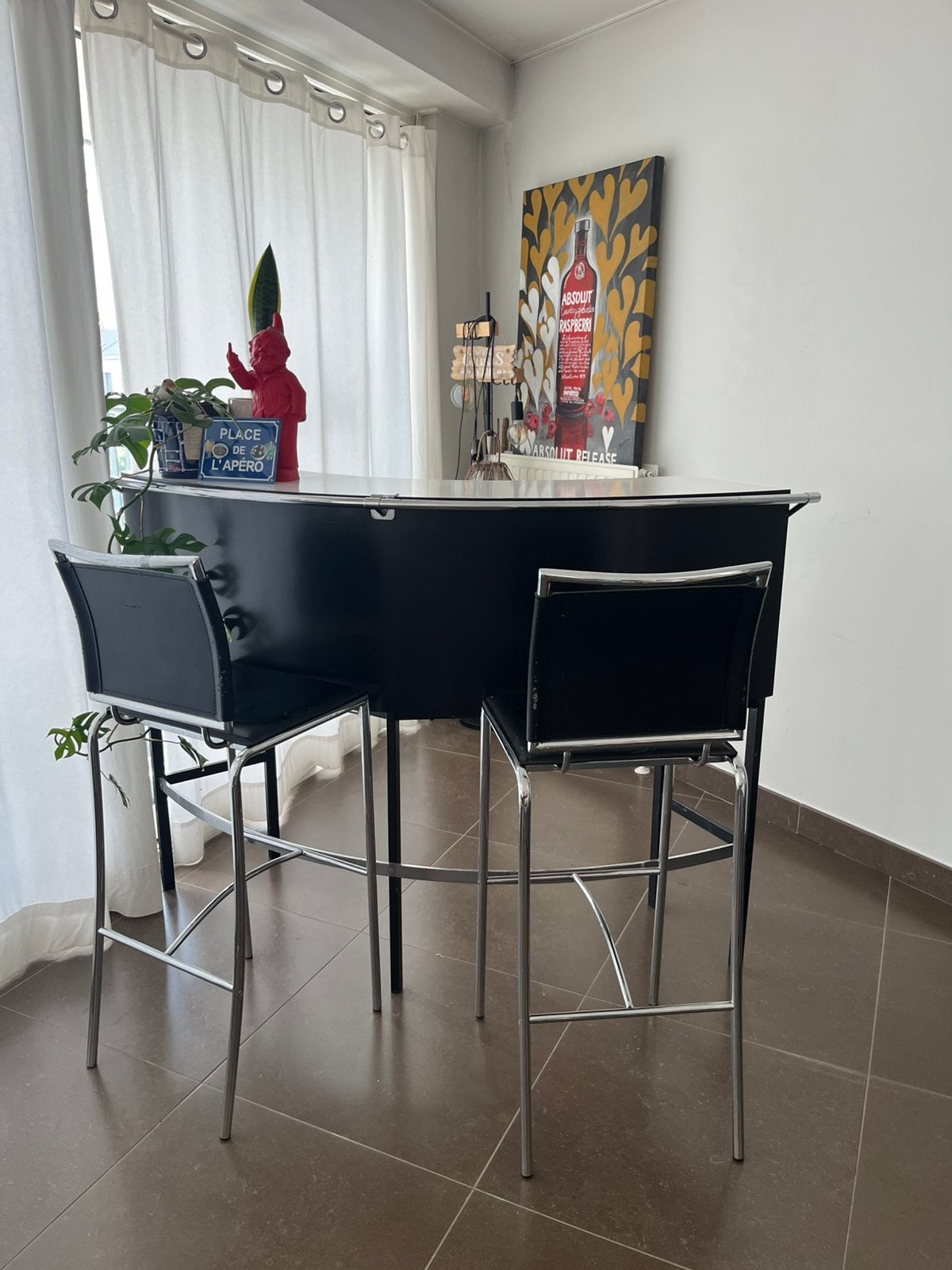 Barmeubel vintage met 5 barstoelen, Ophalen, Zo goed als nieuw