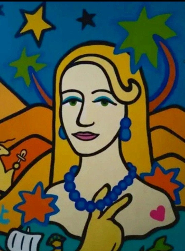 Pop-art van Tania Llinarès. Boris Vian. Grote tafel., Ophalen of Verzenden