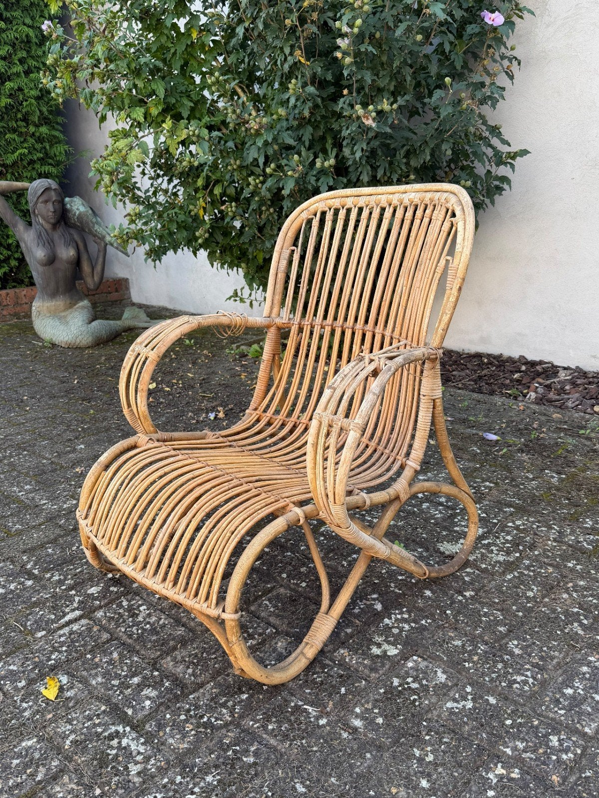 Vintage rotan stoel, Tuin en Terras, Ophalen, Gebruikt, Rotan