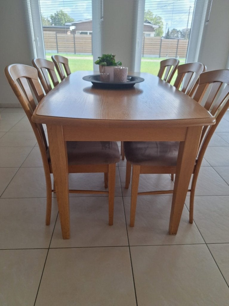 Tafel en stoelen, Ophalen, Eikenhout, 50 tot 100 cm, Vijf personen of meer