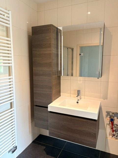 Compleet badkamermeubel - kleur donkerbruin, Ophalen, Gebruikt, 100 tot 150 cm, 50 tot 75 cm