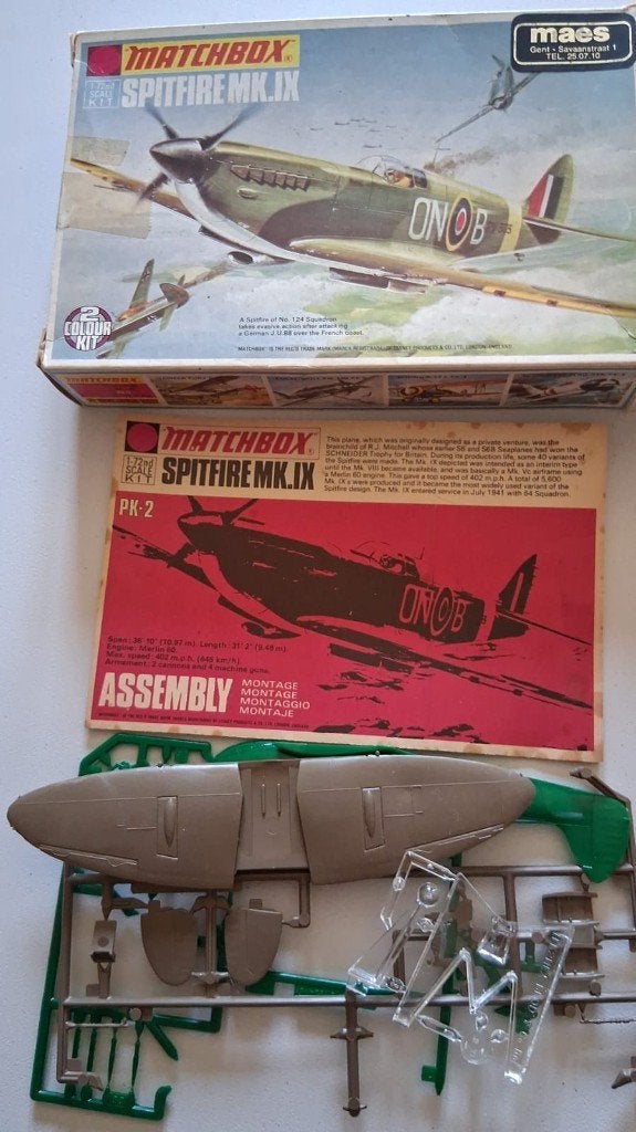 05 Matchbox Spitfire MK.IX 1:72, Verzenden, Gebruikt, Vliegtuig