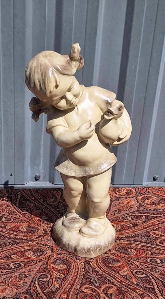 Vintage waterornament meisje met eend...zo lief😍, Enlèvement, Utilisé, Autres matériaux, Ornement d'eau