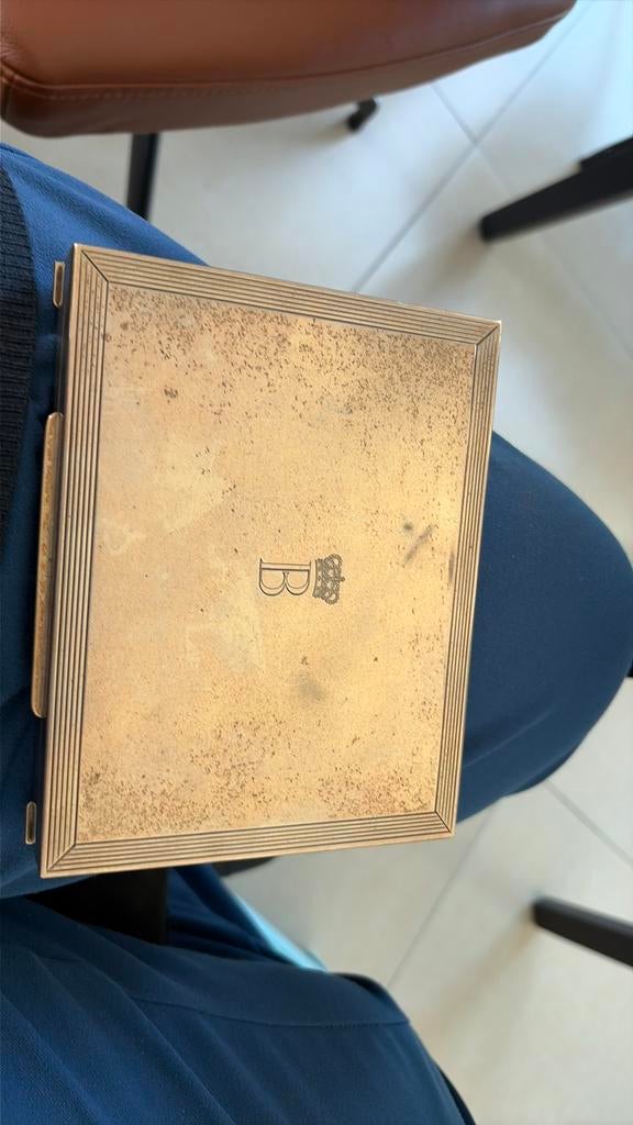 Zilveren cigarendoos met koninklijk embleem, Antiek en Kunst, Antiek | Boeken en Manuscripten, Ophalen
