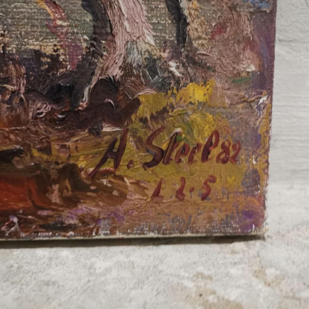 Landschap te Lovendegem (1982) - Albert Steel, Antiek en Kunst, Ophalen