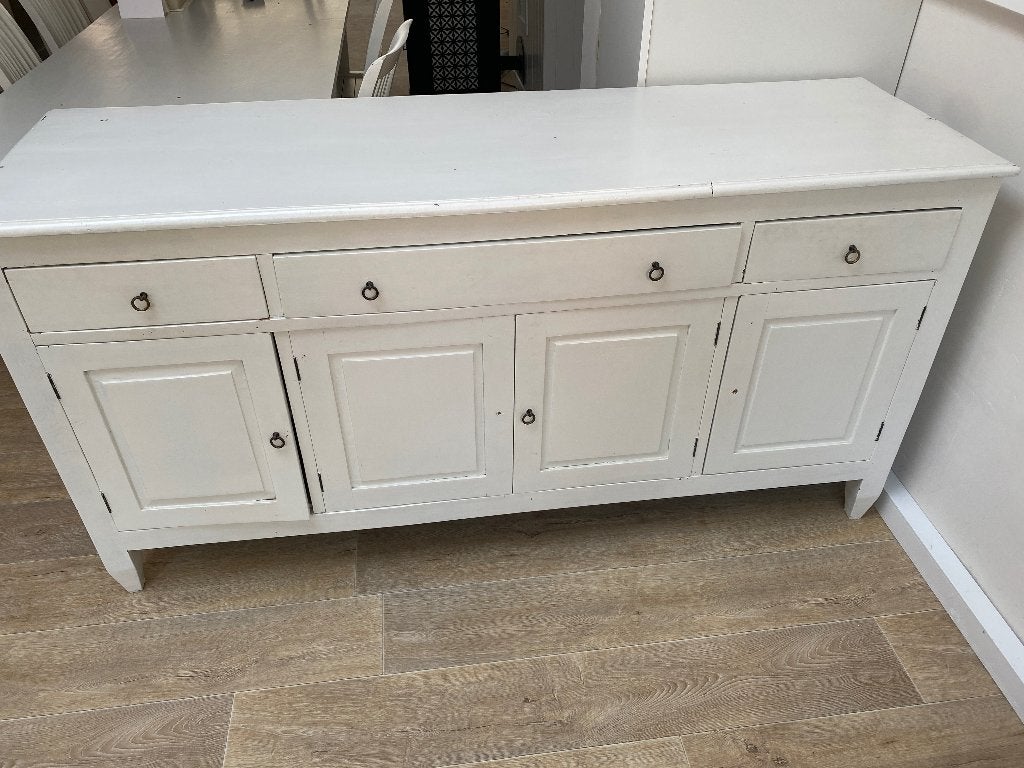Tafel + 8 stoelen + bijpassende kast, Huis en Inrichting, Ophalen, Gebruikt, Vijf personen of meer, Rechthoekig