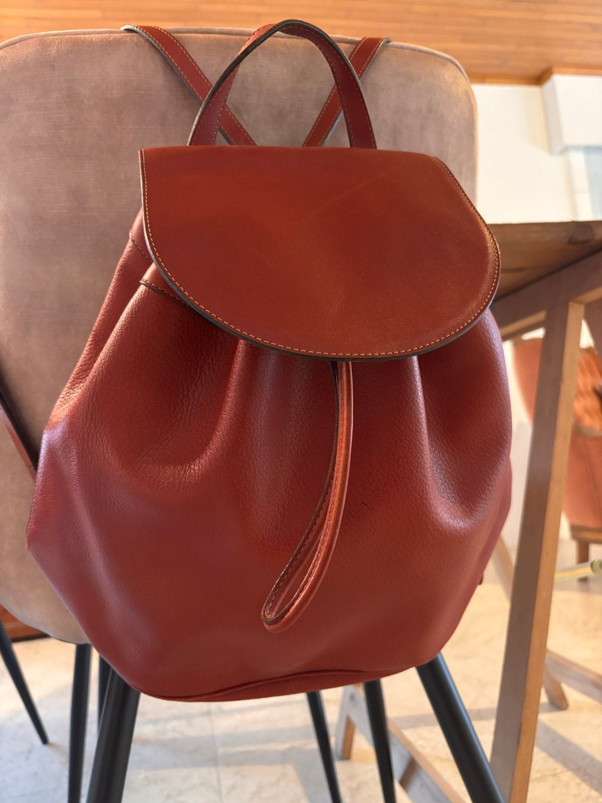 vintage Delvaux in warm cognac/roodbruin leder, Ophalen, Zo goed als nieuw