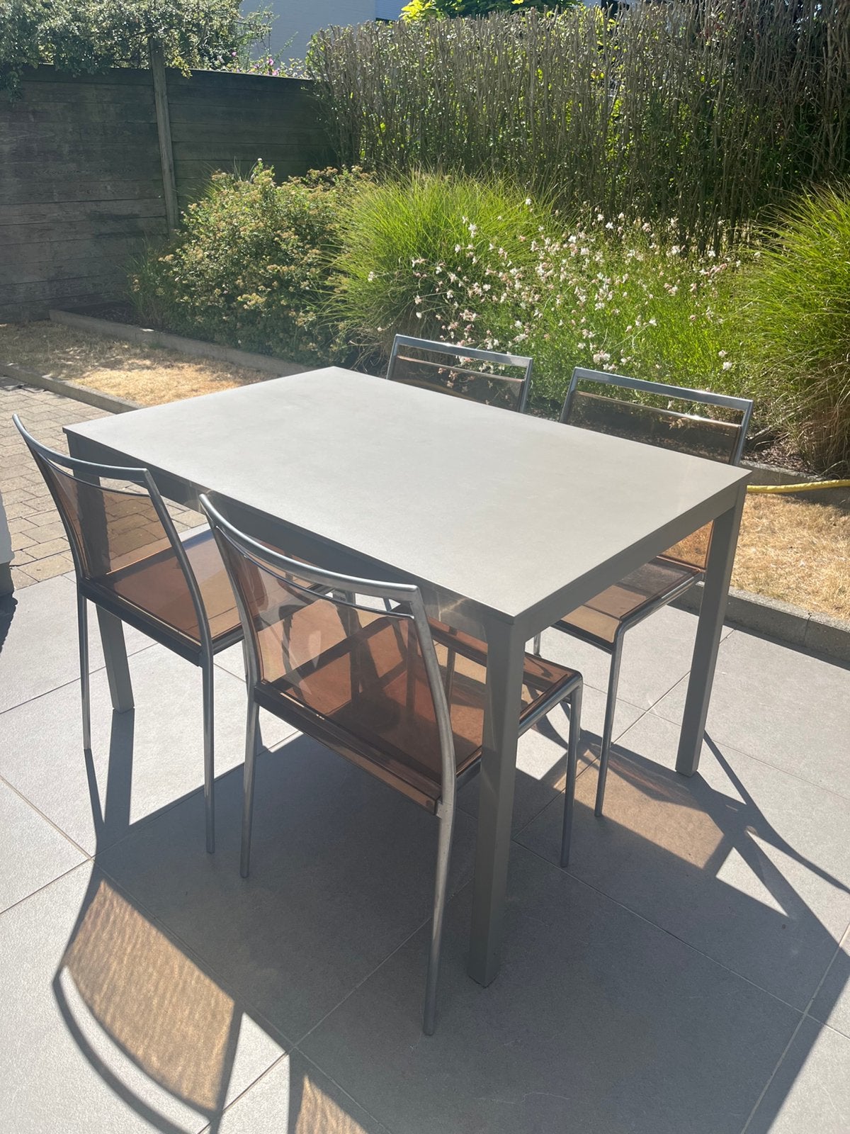 4 stoelen Bonaldo en tafel Bontempi, Tuin en Terras, Ophalen, Gebruikt