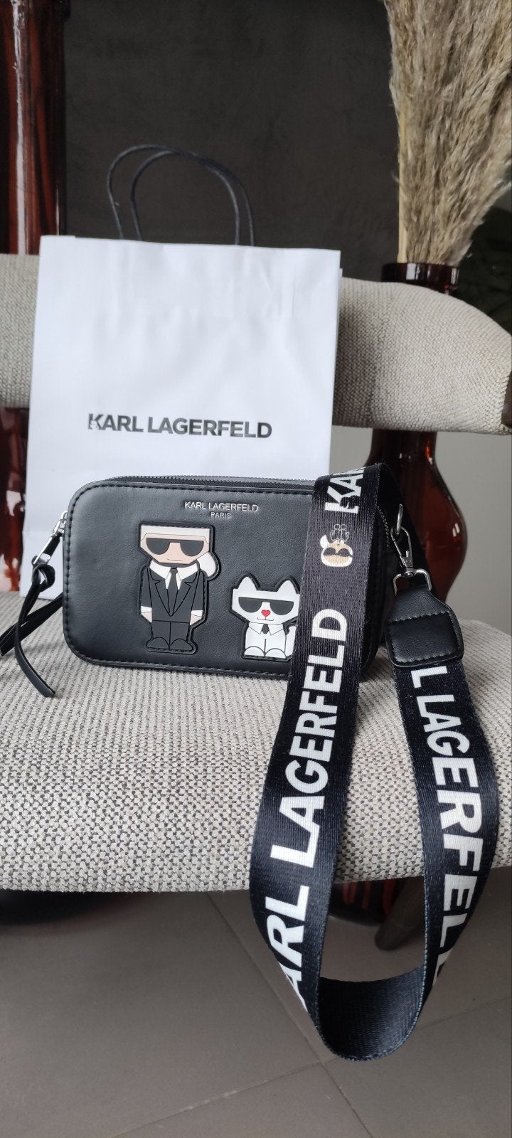 sac Karl Lagerfeld, Enlèvement ou Envoi, Utilisé, Noir, Sac à bandoulière
