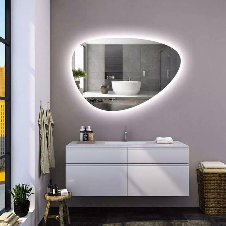 Miroir de salle de bain ovale  | Éclairage LED et tact, Enlèvement ou Envoi, Douche