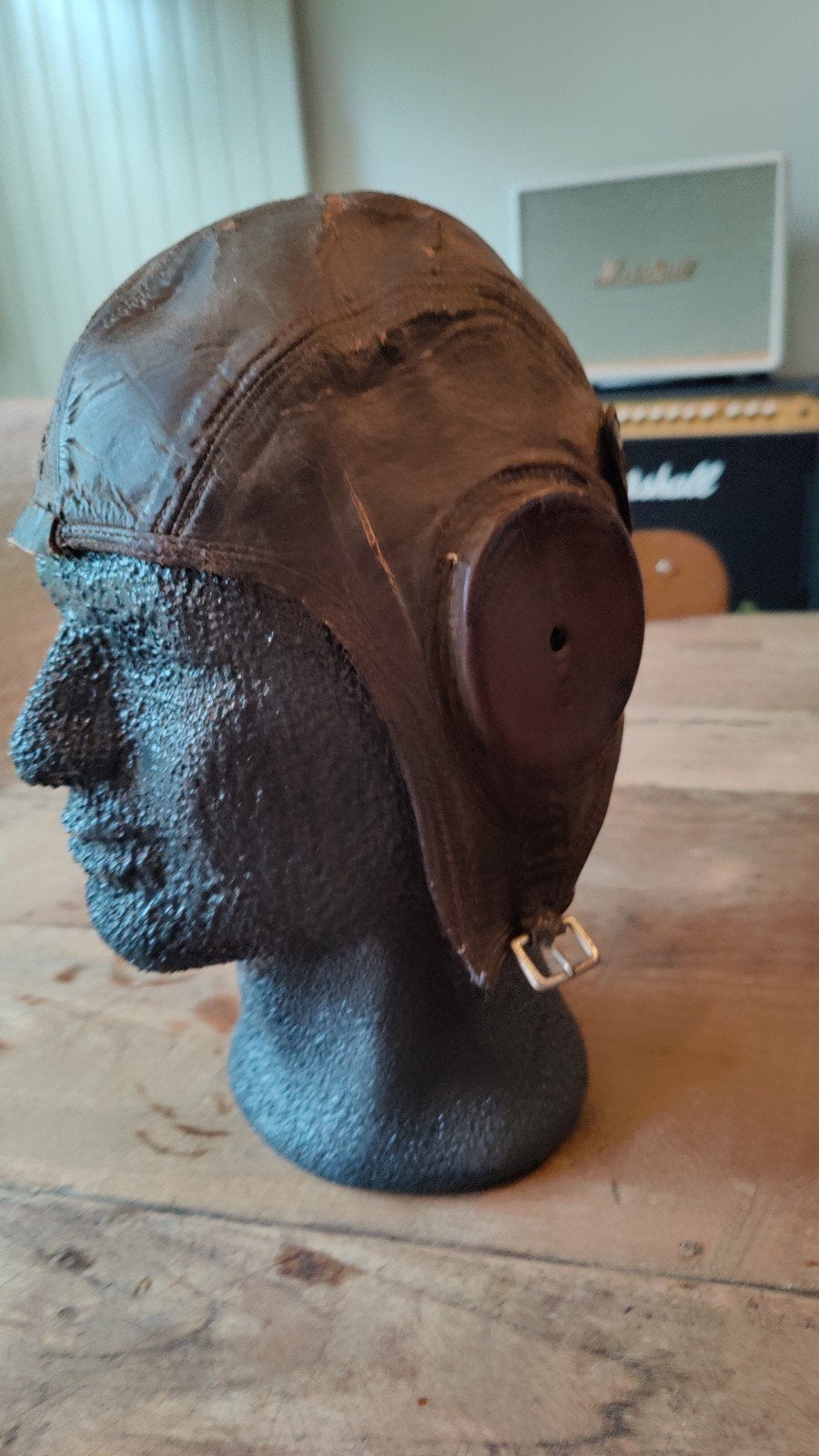 Leren Vliegeniersmuts Pilotenhelm – Jaren 20/30 interbellum, Verzamelen, Luchtvaart en Vliegtuigspotten, Ophalen of Verzenden