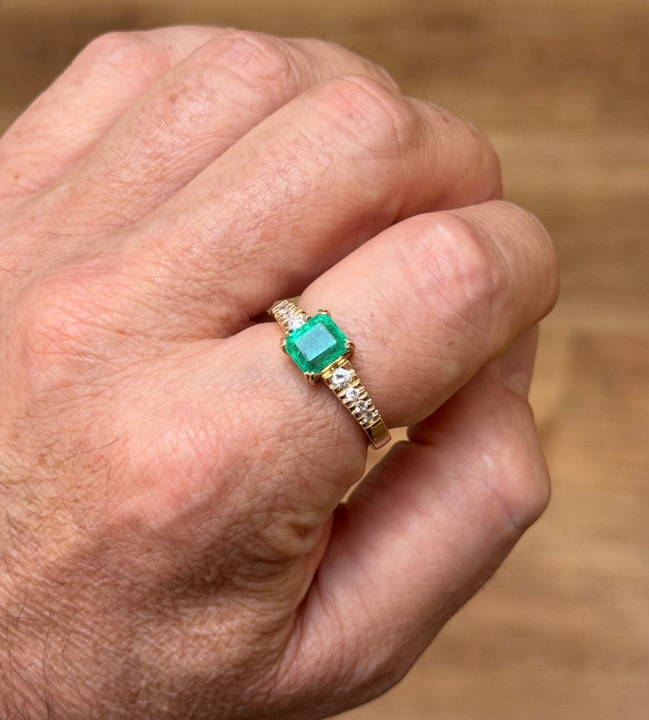 18K gouden ring natuurlijke diamanten en smaragd van 2.75ct!, 20 of groter, Geel, Ophalen of Verzenden, Dame of Heer