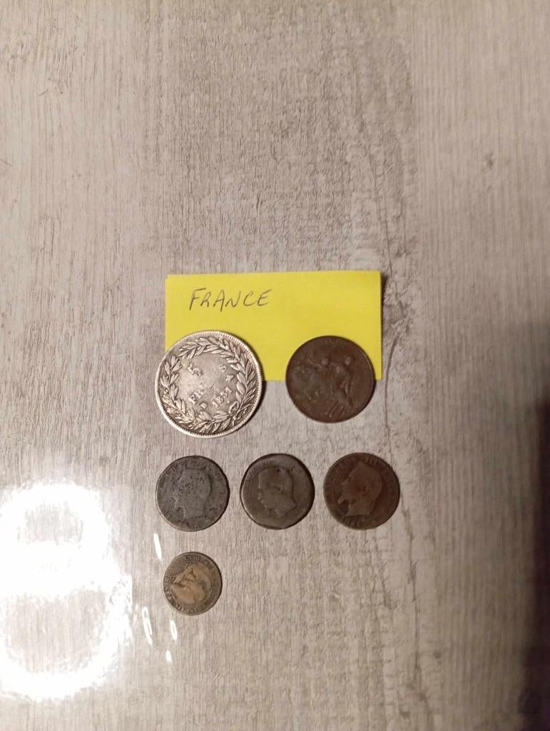 Lot de 6 pièces françaises Collection, Enlèvement, France, Monnaie en vrac