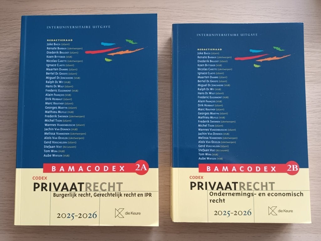 Bamacodex 2A en 2B - Privaatrecht 2025/2026, Ophalen of Verzenden, Zo goed als nieuw, Hogeschool, Diverse auteurs