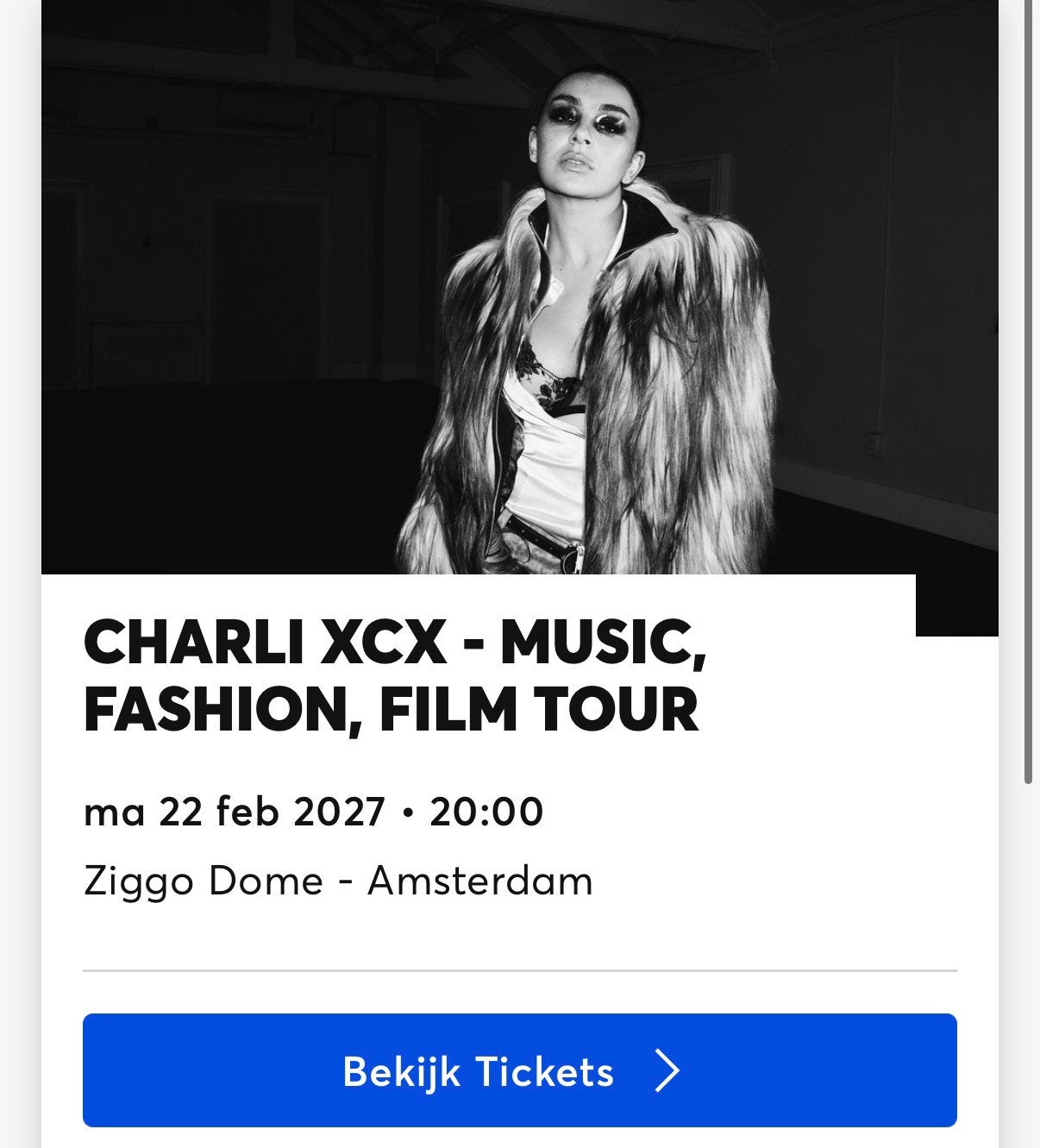 Charli XCX Amsterdam staanplaats, Tickets & Billets, Une personne, Février