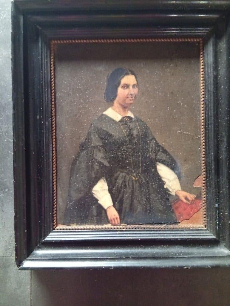 Portrait femme 19 eme siècle, Antiek en Kunst, Kunst | Schilderijen | Klassiek, Ophalen, Paneel, Portret of Personen, Realistisch