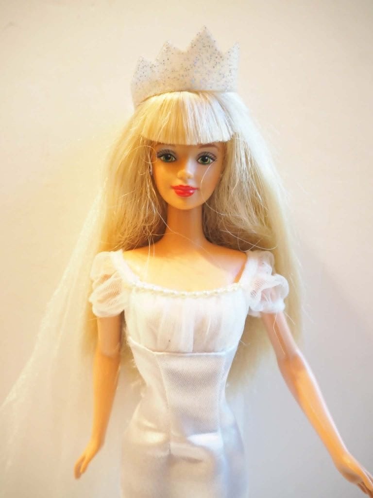 Vintage Barbie in trouwjurk, 1990s, Ophalen of Verzenden, Zo goed als nieuw, Barbie