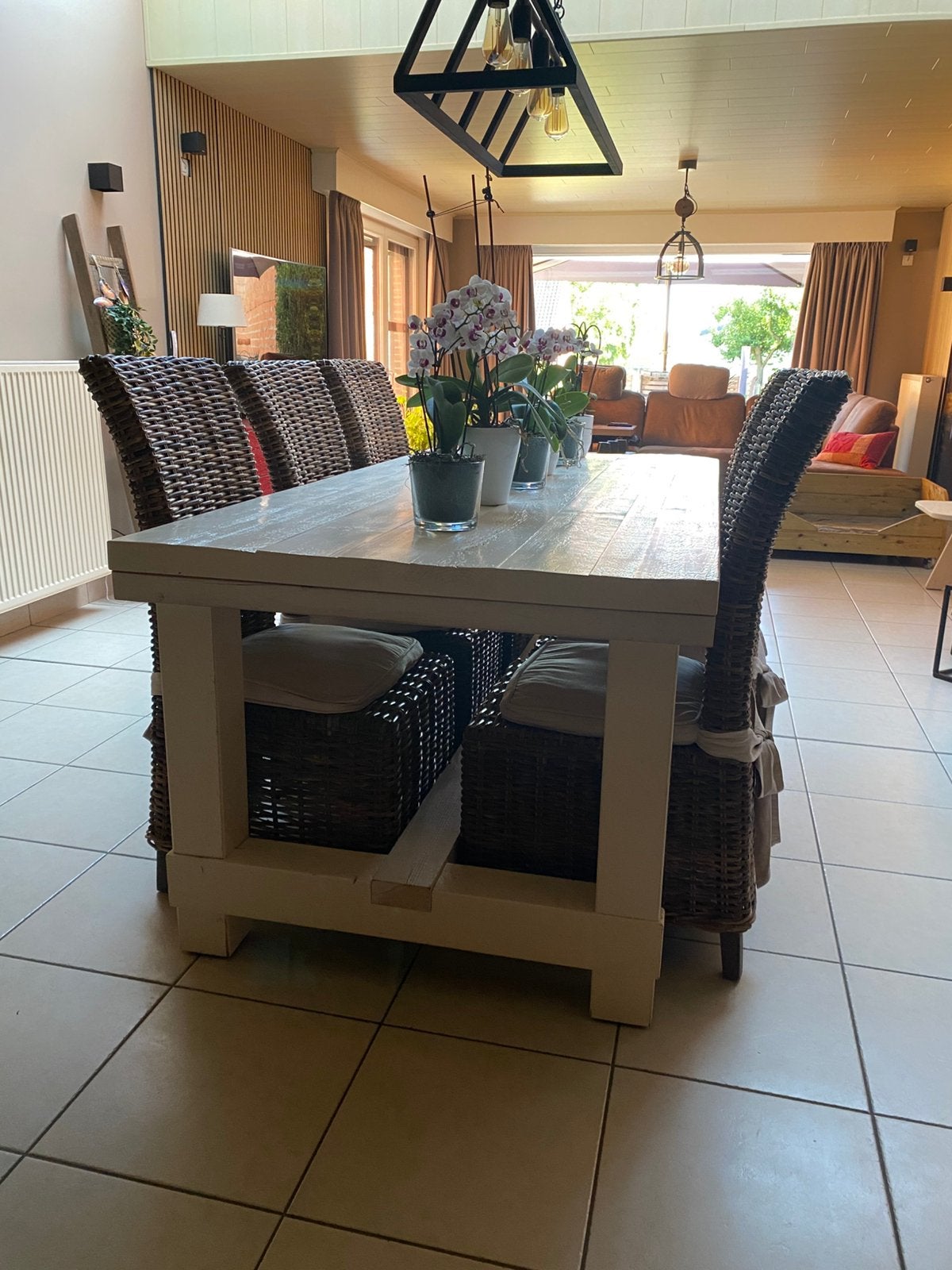 Eetafel met 6 stoelen, Huis en Inrichting, Tafels | Eettafels, Ophalen, Gebruikt, Vijf personen of meer, Rechthoekig