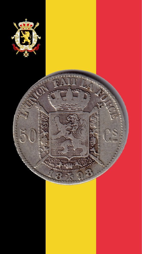 VARIANTE : 50 cent 1898 FR (double 9 sud) - Léopold II, Timbres & Monnaies, Monnaies | Belgique, Monnaie en vrac, Argent, Argent