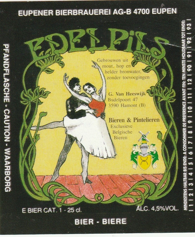 bieretiket Eupener Bierbrauerei Eupen : Edel Pils, Collections, Envoi, Comme neuf, Autres types, Autres marques