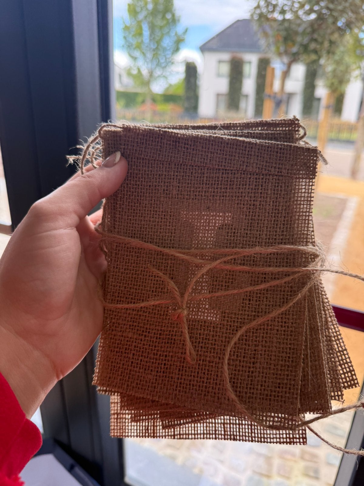 Jute slinger Just Married, Hobby en Vrije tijd, Ophalen, Zo goed als nieuw