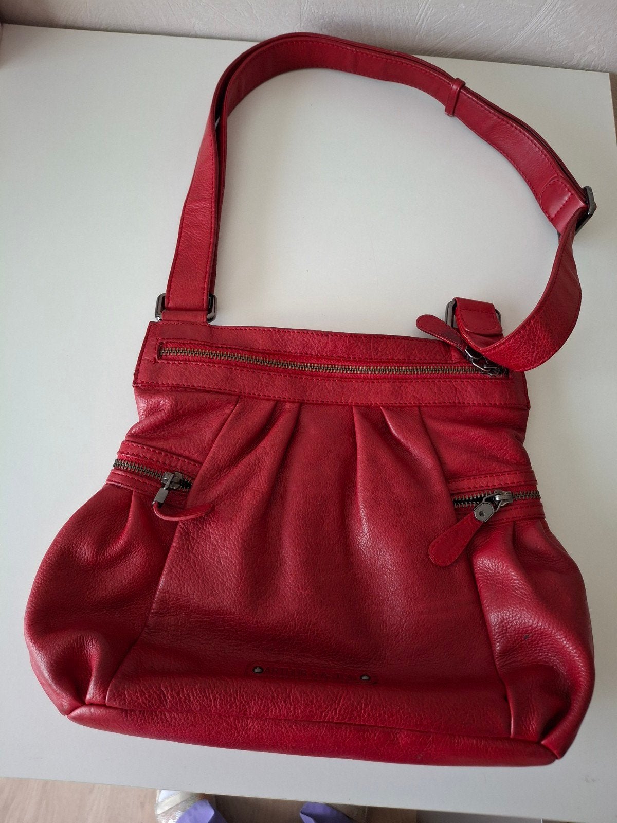 rode leder handtas.merk arthur&aston., Bijoux, Sacs & Beauté, Enlèvement, Rouge, Sac à main