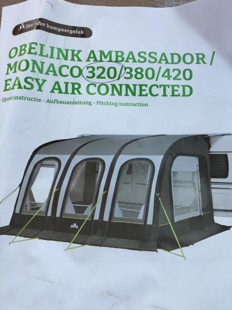 Camper of caravan voortent met uitbouw 320 CM easy air, Caravans en Kamperen, Ophalen