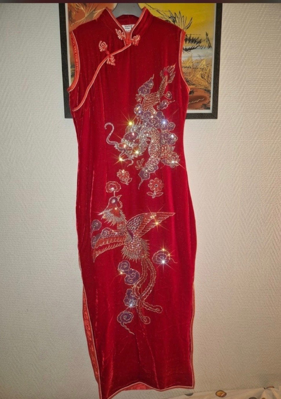 Robe en velours chinois, année 2004. prix 60 €, Vêtements | Femmes, Rouge, Taille 38/40 (M), Robe de cocktail, Enlèvement