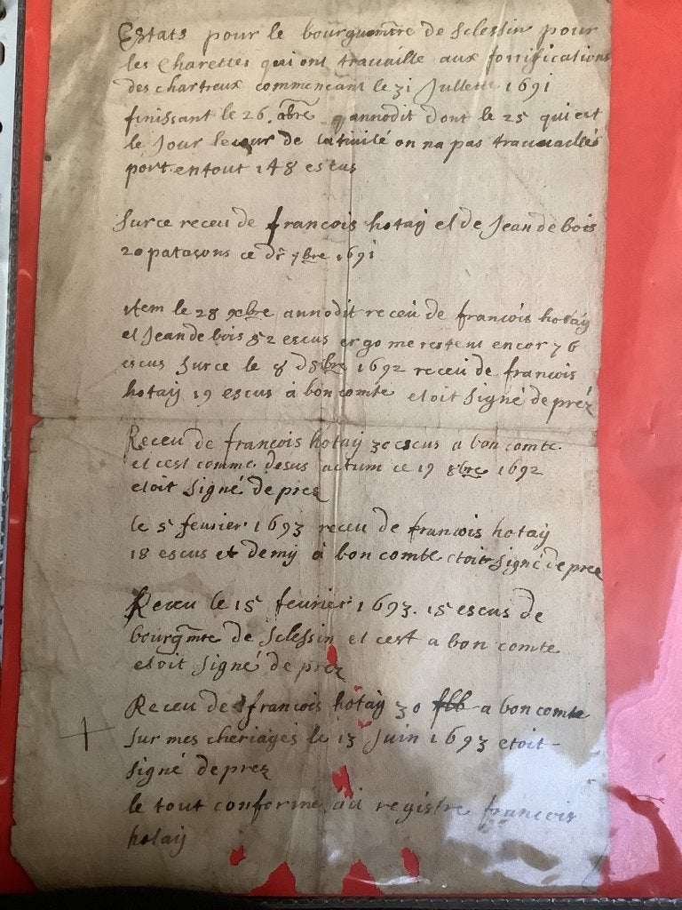 Document authentique an 1691/fortifications chartreux, Ophalen