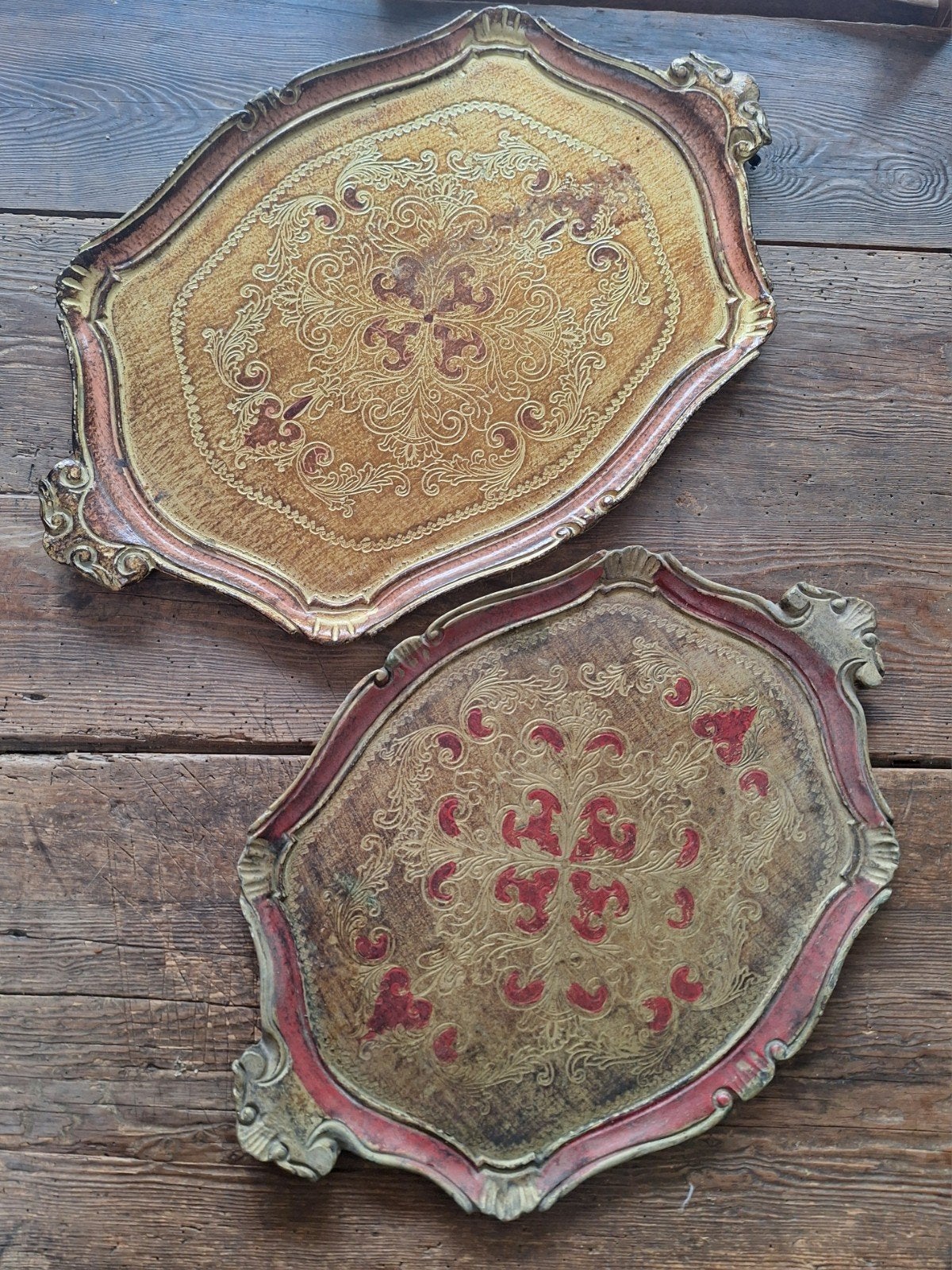 2 x vintage retro dienblad, Ophalen of Verzenden