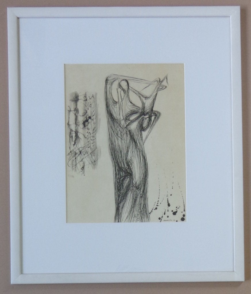 JAN VAERTEN / FIGUUR / ORIGINEEL WERK / 64x54cm / KADER SIG, Enlèvement ou Envoi