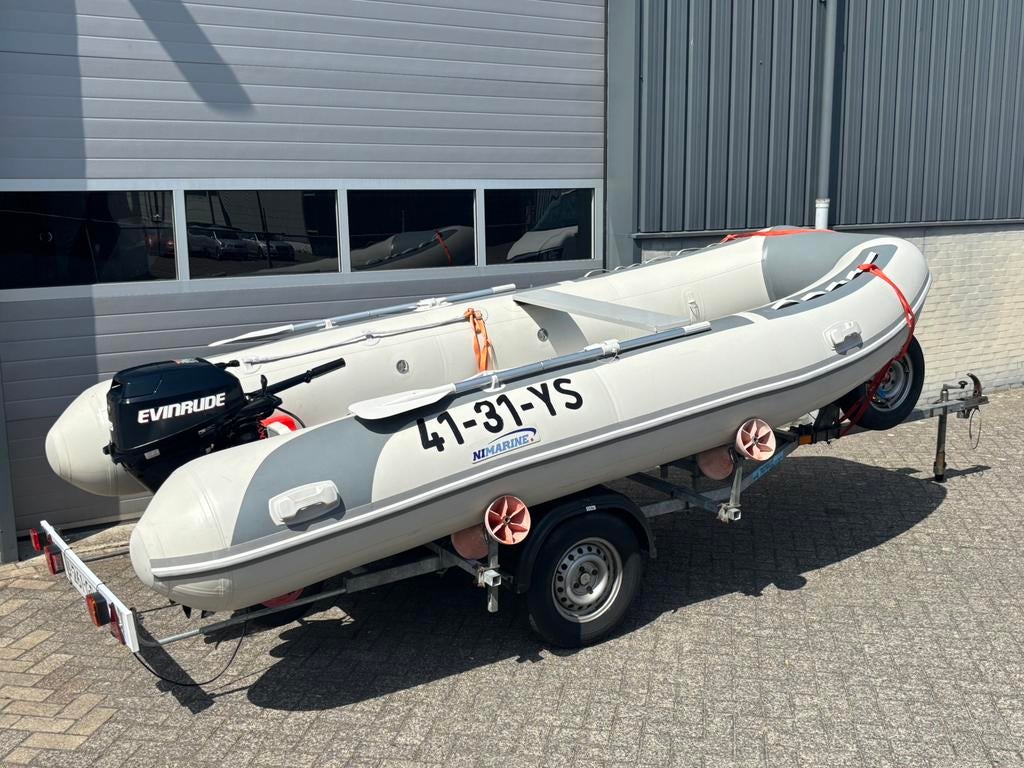 Complete nimarine 420 rubberboot / 15pk / met aanhanger., Ophalen, Zo goed als nieuw, Aluminium
