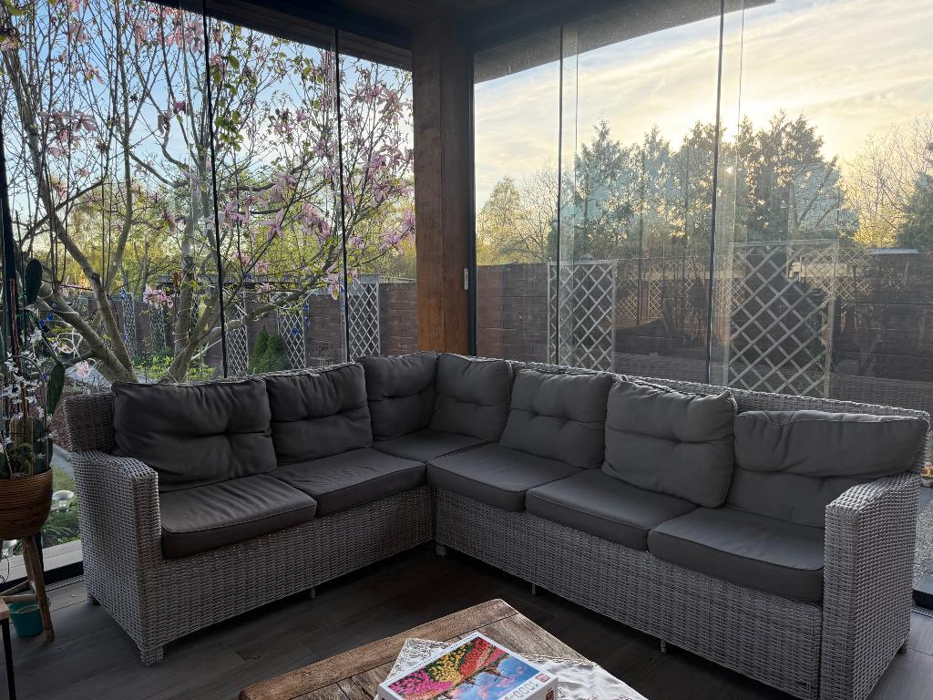 Bruine loungebank, Tuin en Terras, Tuinbanken, Ophalen, Gebruikt, Kunststof
