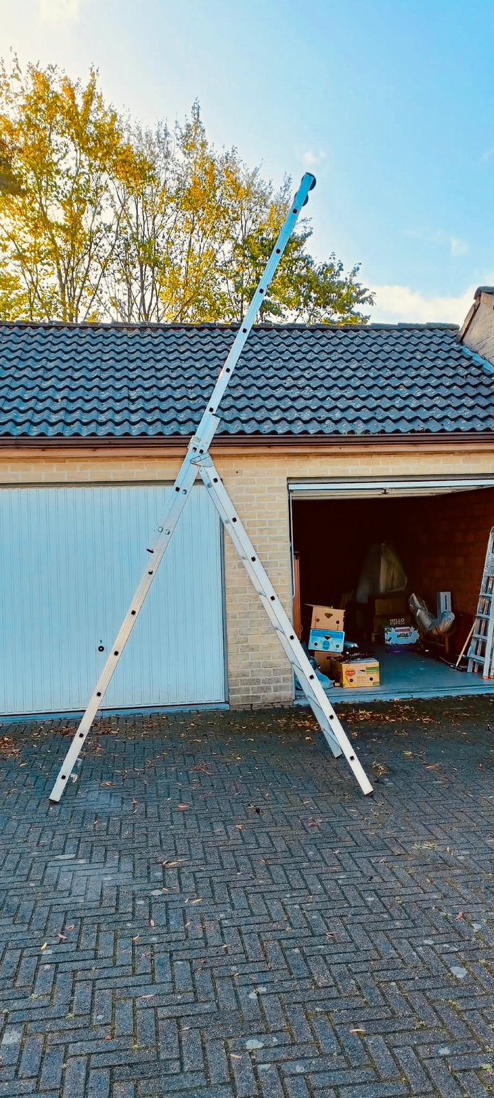 Schuifladder aluminium, Doe-het-zelf en Bouw, Ophalen, Zo goed als nieuw, Ladder, Opvouwbaar of Inschuifbaar