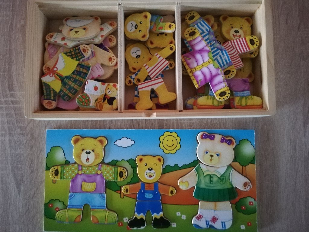 houten puzzel kleuters / verkleedpuzzel beertjes, Kinderen en Baby's, Ophalen, Gebruikt