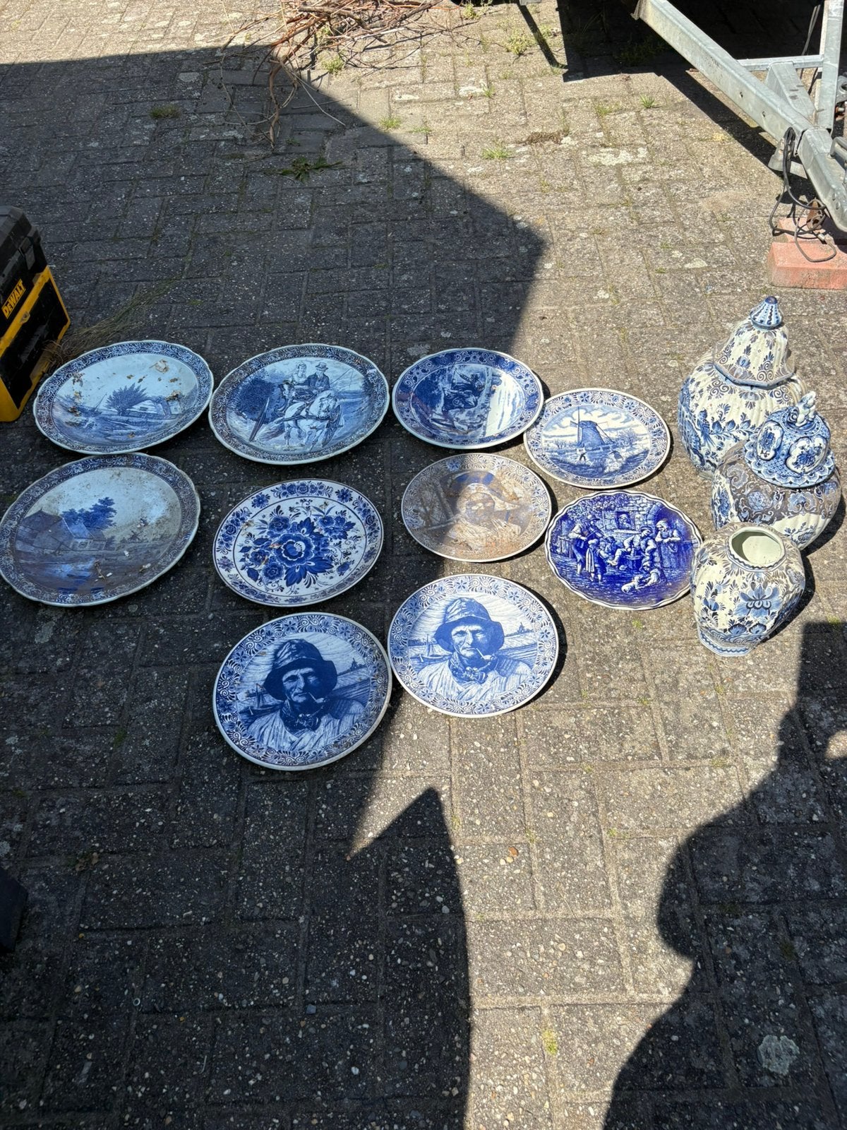 delts blauw borden en enkele potten, Ophalen of Verzenden, Gebruikt
