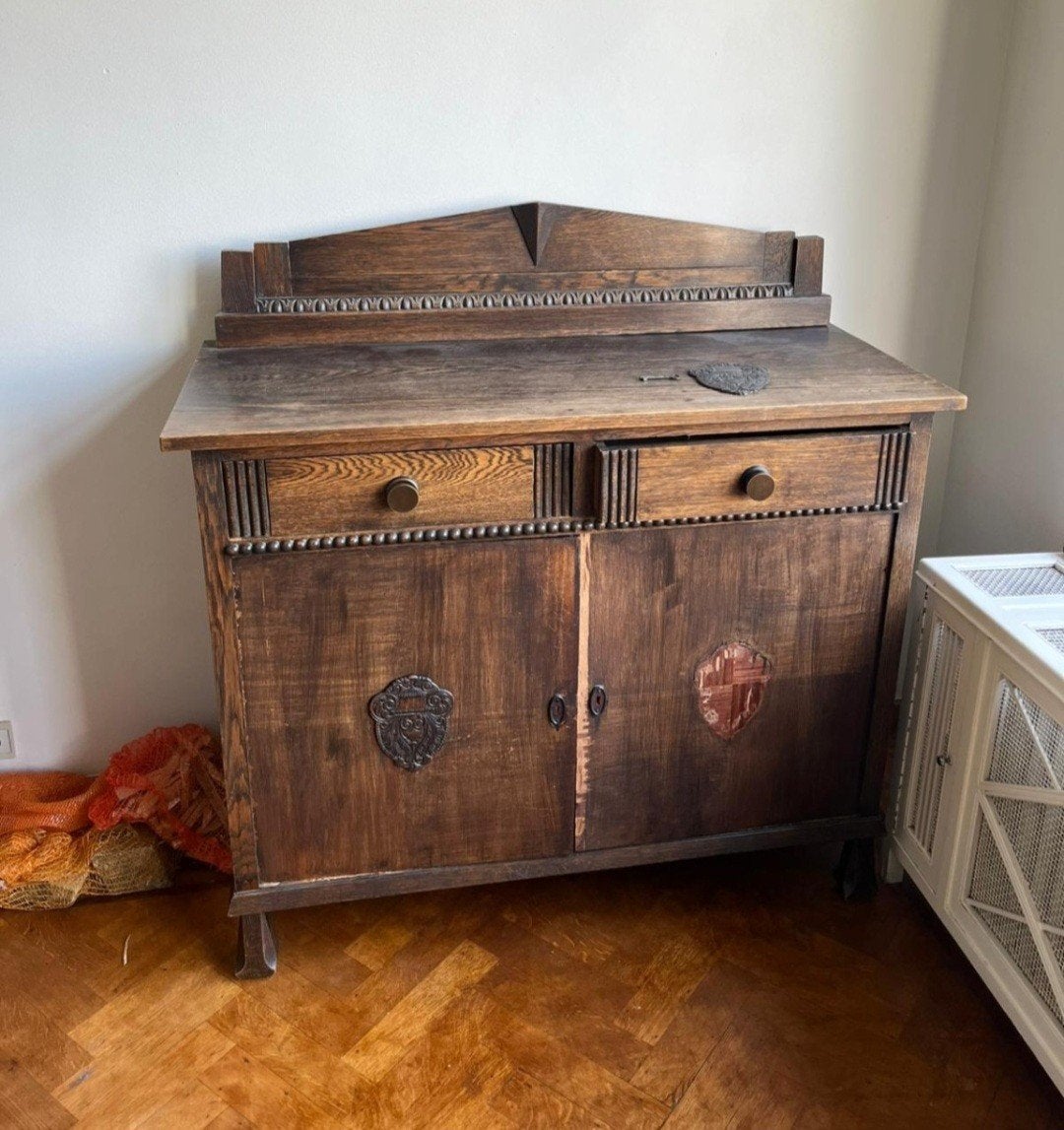 Buffet vintage bois foncé style authentique., Maison & Meubles, Enlèvement ou Envoi, Utilisé