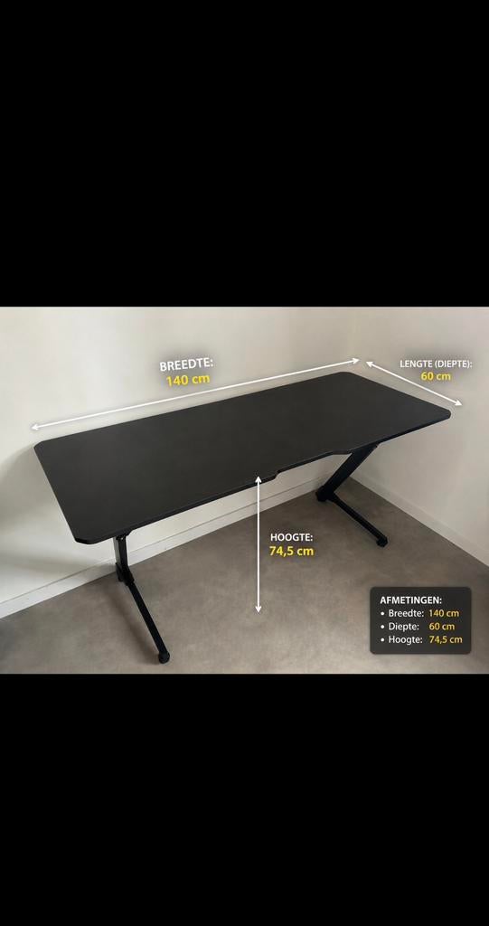 zwart bureau, Huis en Inrichting, Zwart, Zo goed als nieuw, Overige materialen, 60 cm