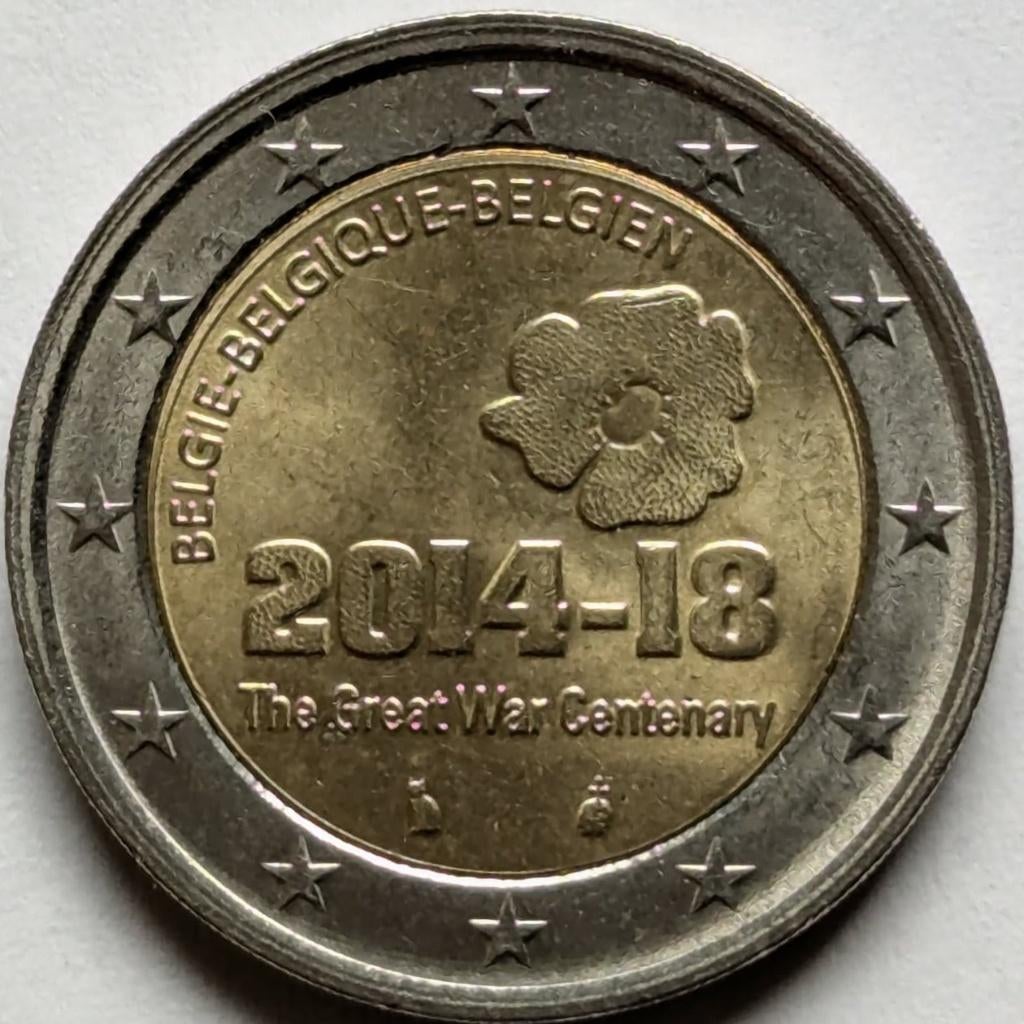 België - 2 euro - 2014 - 100 jaar eerste wereldoorlog, Ophalen, België, 2 euro, Losse munt